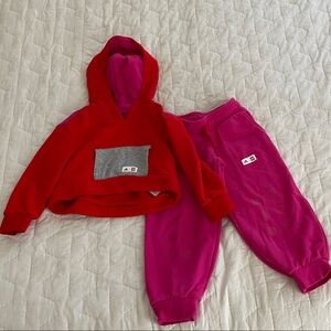 adidas x LEGO Kids Red and Pink hoodie and jogger Set